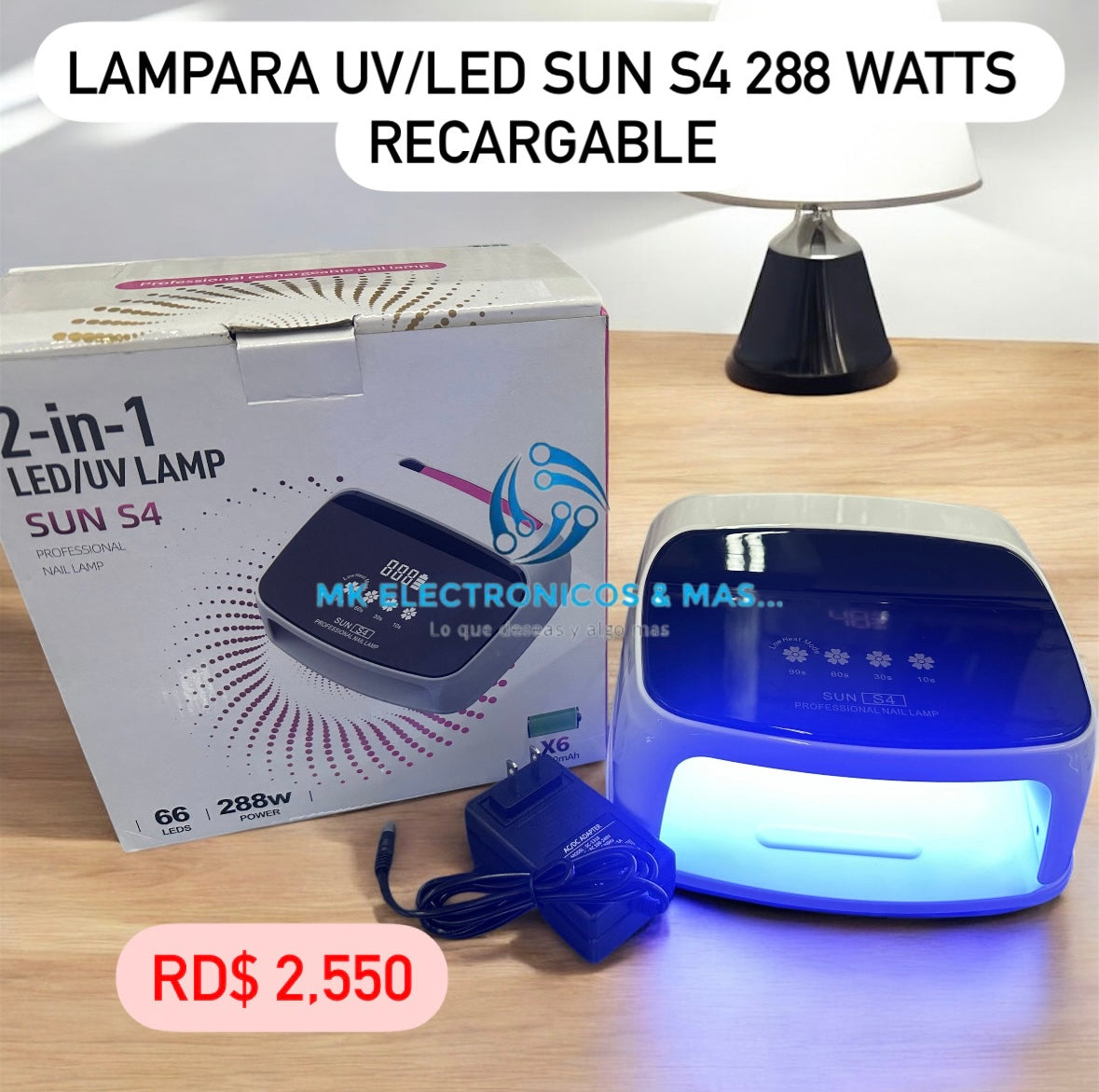 Lampara UV/LED Sun S4 288 Watts Recargable.