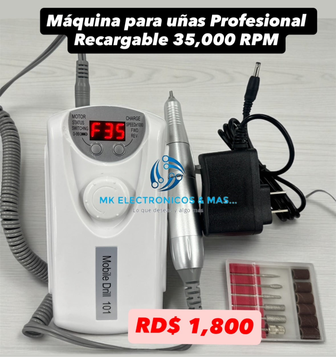 Máquina de Uñas Profesional Recargable BQ 101 35,000 RPM