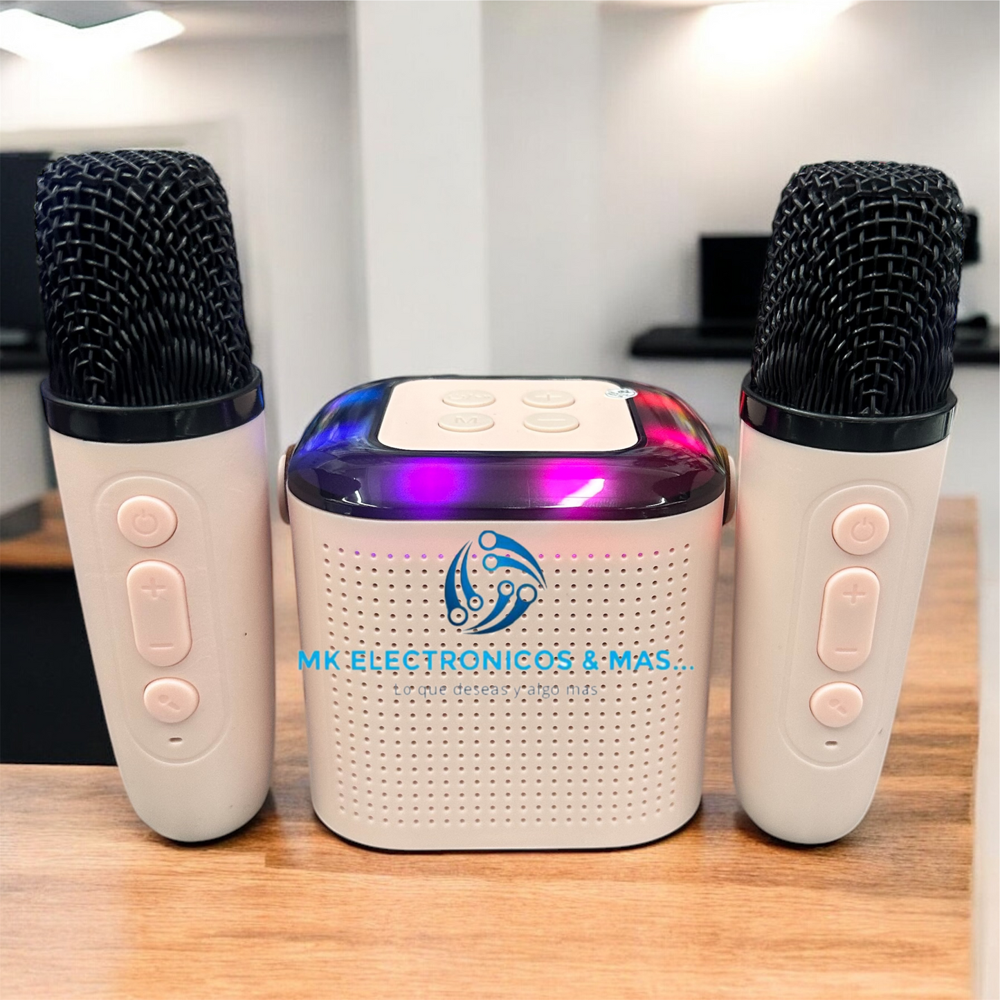 Mini Bocina de karaoke portátil Bluetooth con 2 micrófonos inalámbricos para fiestas en casa, reuniones, al aire libre, habla