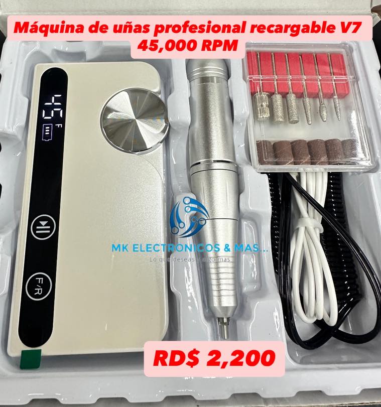 Máquina de Uñas Profesional Recargable V7 45,000 RPM