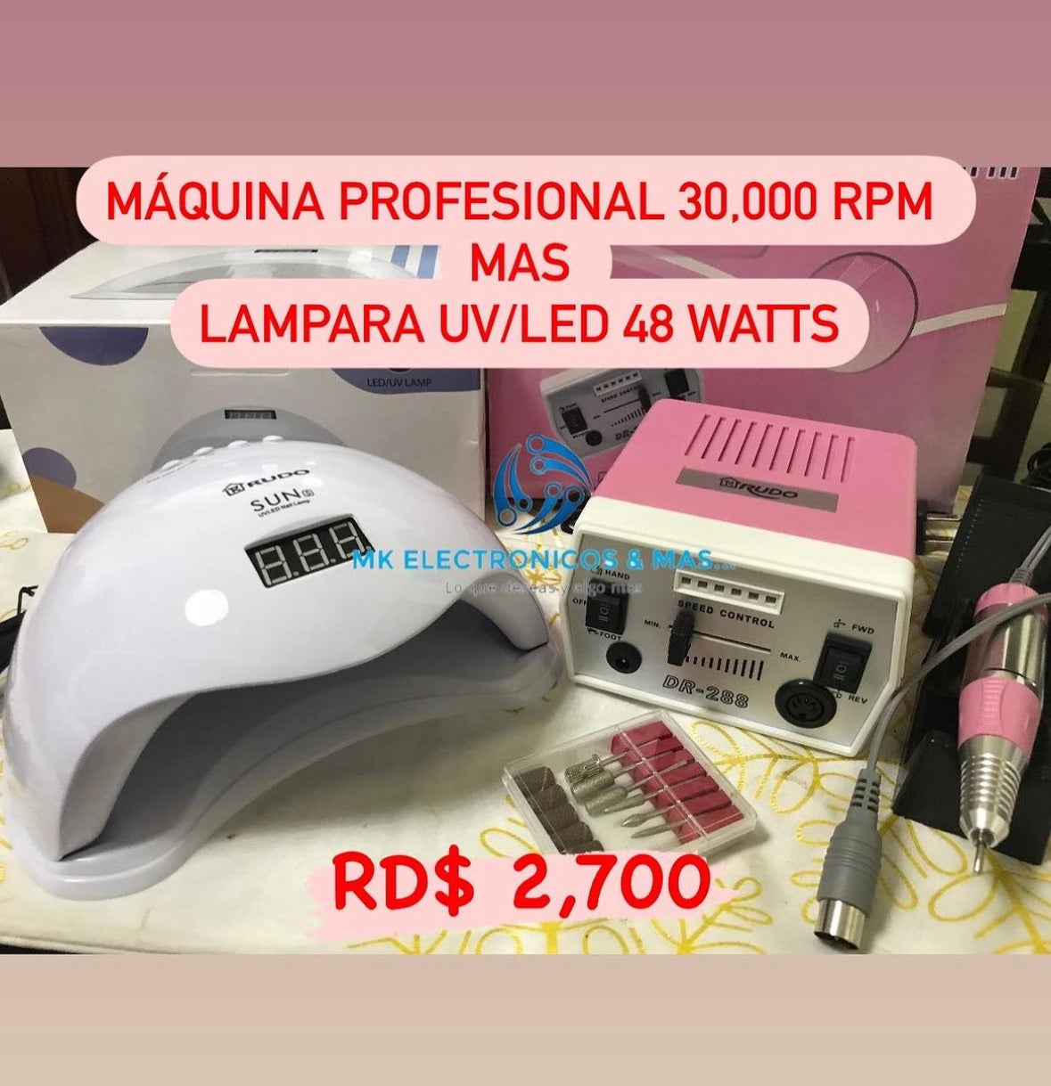 Combo Máquina profesional DR288 + Lampara UV/LED 48 Watts