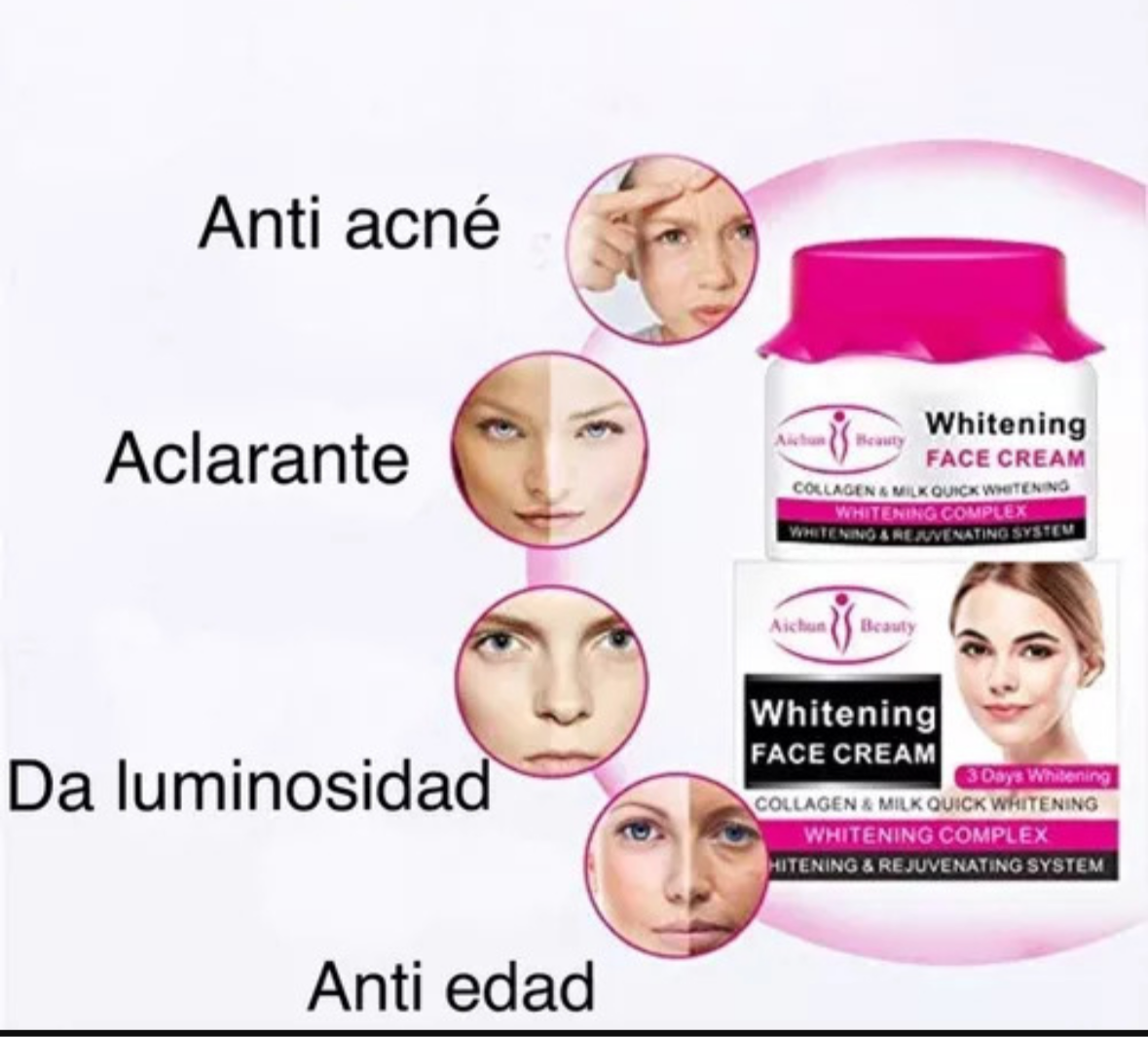 Crema Facial blanqueadora de Colageno y Leche Aichun Beauty Whitening Cream