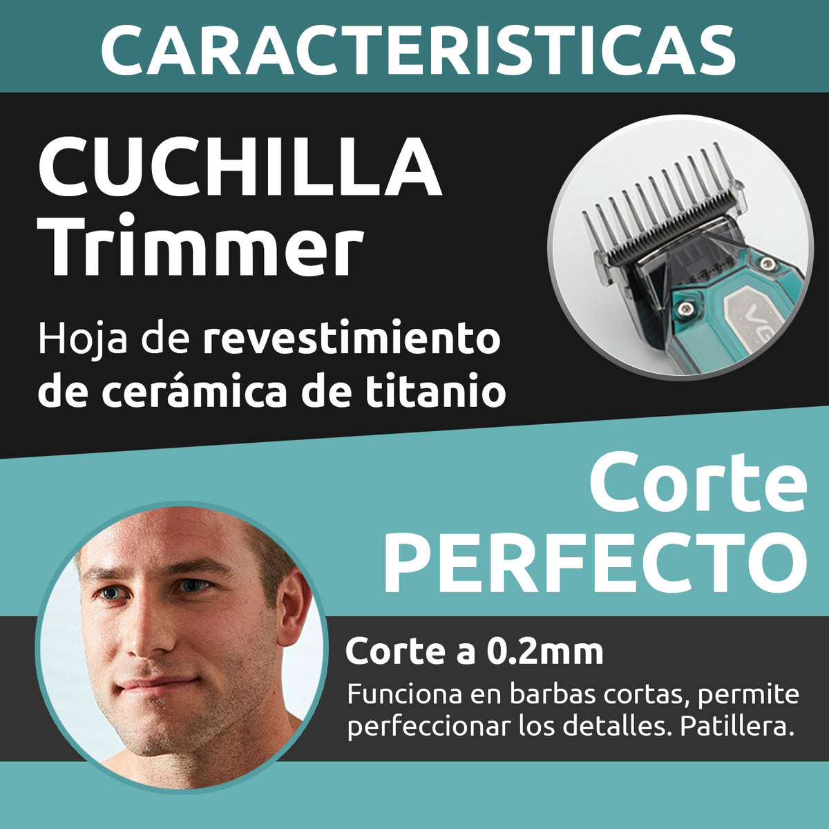 Cortadora de Pelo Profesional VGR V-900 7000RPM | Trimmer Inalámbrico Barbería
