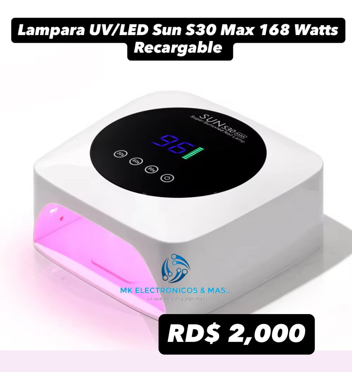 Lámpara UV/LED Profesional Sun S30 Max - 168 Watts Recargable