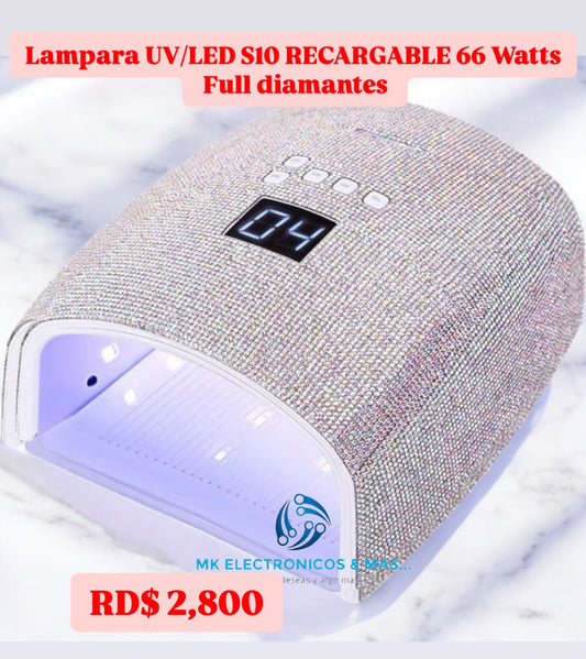 Lampara UV/LED S10 66 Watts Recargable full diamantes