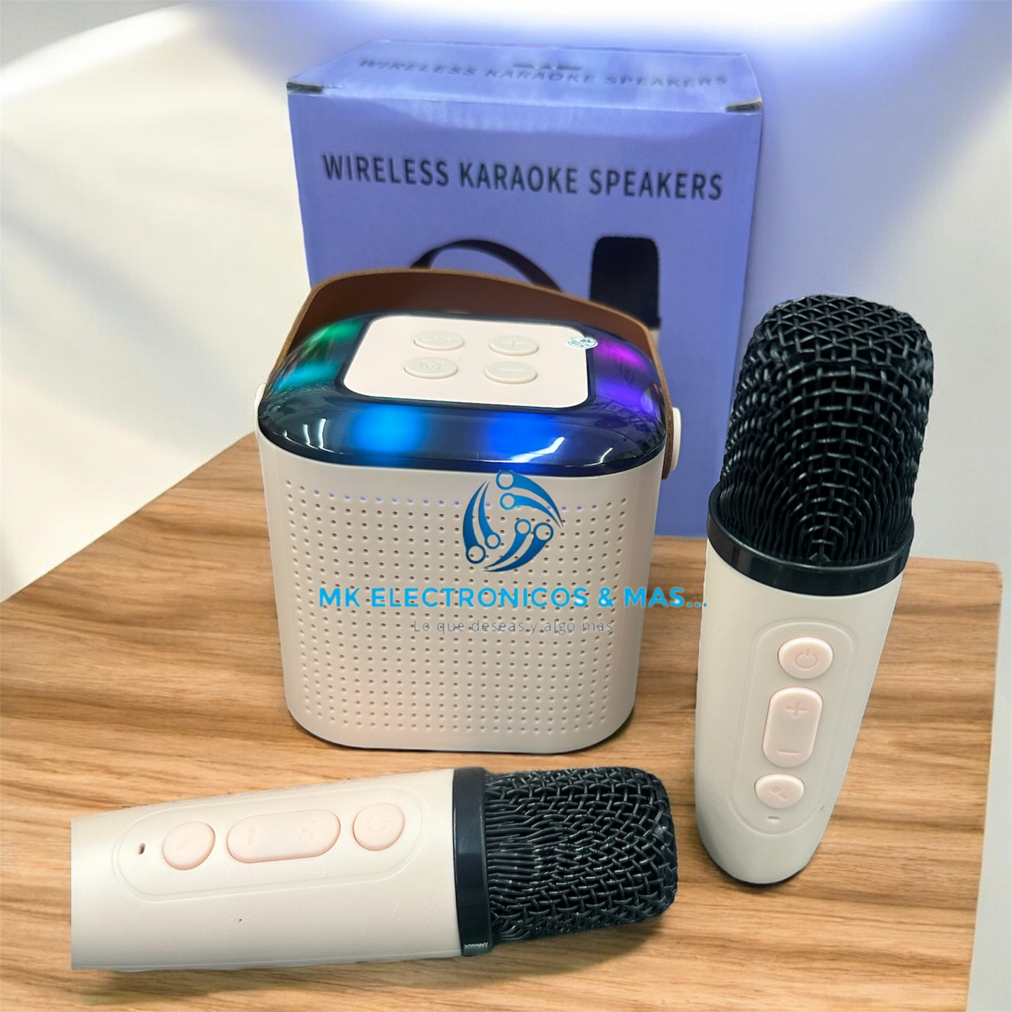 Mini Bocina de karaoke portátil Bluetooth con 2 micrófonos inalámbricos para fiestas en casa, reuniones, al aire libre, habla
