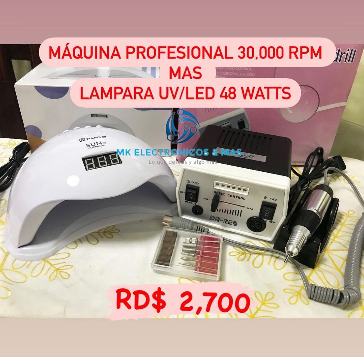 Combo Máquina profesional DR288 + Lampara UV/LED 48 Watts