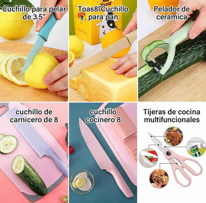 Set de Cuchillos para chef mas bandeja para picar