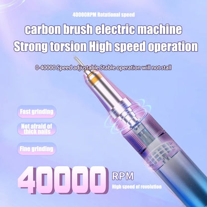Máquina de uñas profesional recargable 40,000 RPM