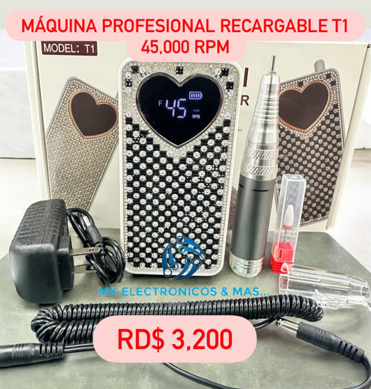 Máquina de Uñas Profesional Recargable T1 - 45,000 RPM Inalámbrica