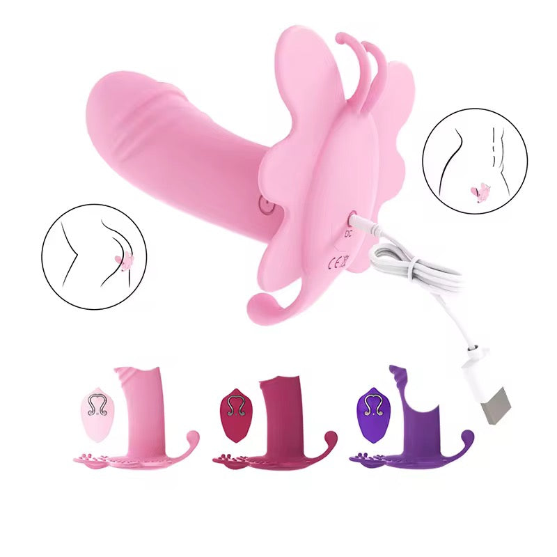 Vibrador Mariposa con control remoto.  10 frecuencias de vibración, a prueba de agua.