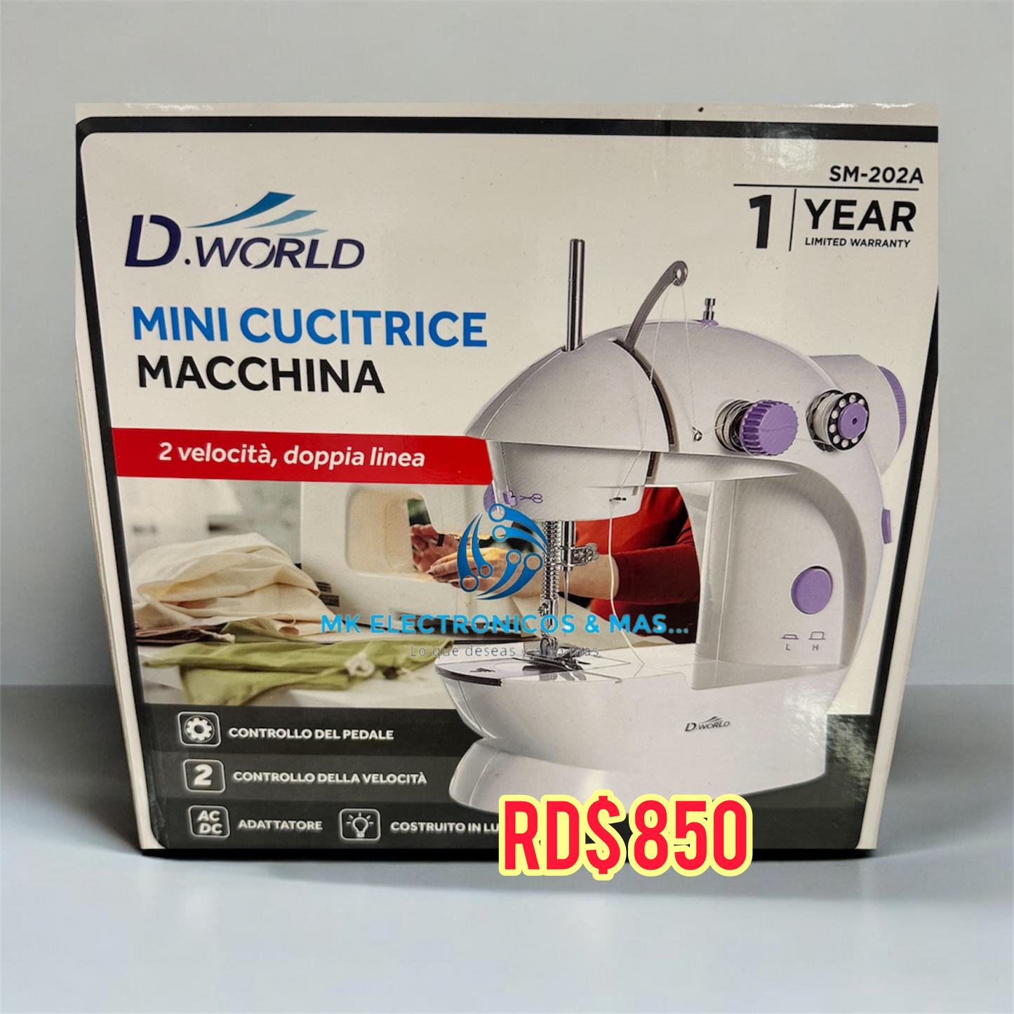 Maquina de coser D.World SM-505 y SM-202A