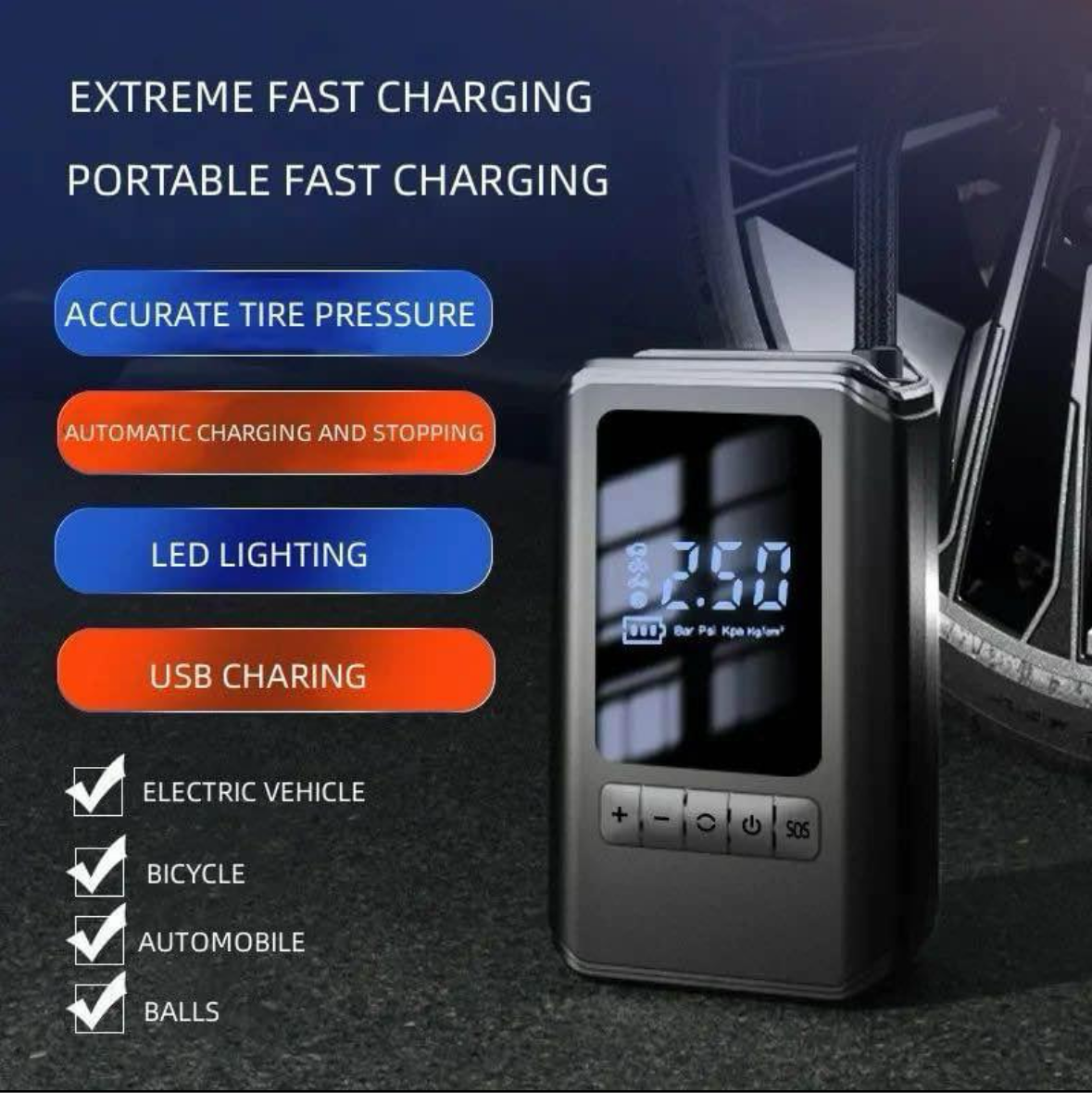 Compresor de Aire Portátil recargable