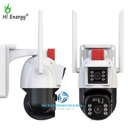 Cámara de seguridad Solar Wifi + Chip 4G 2 en 1 Full HD 4K. No necesita electricidad. 2 lentes 4MP + 4MP. Cámara solar con seguimiento humano AI