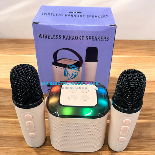 Mini Bocina de karaoke portátil Bluetooth con 2 micrófonos inalámbricos para fiestas en casa, reuniones, al aire libre, habla