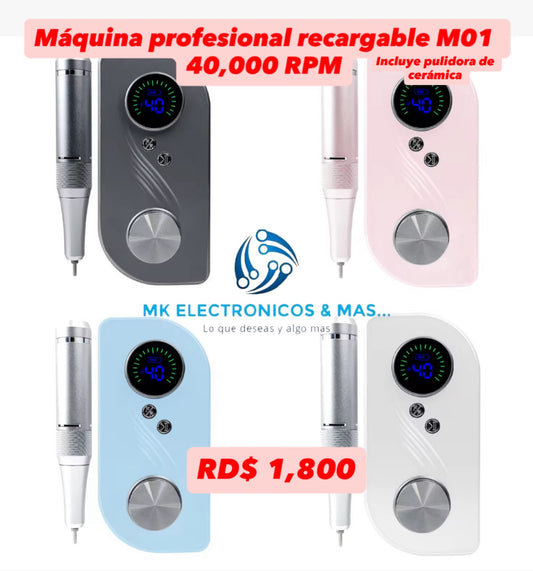 Maquina de uñas Profesional Recargable M01 40,000 RPM