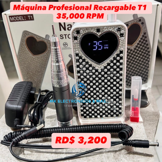 Máquina de uñas profesional recargable T1 35,000 RPM