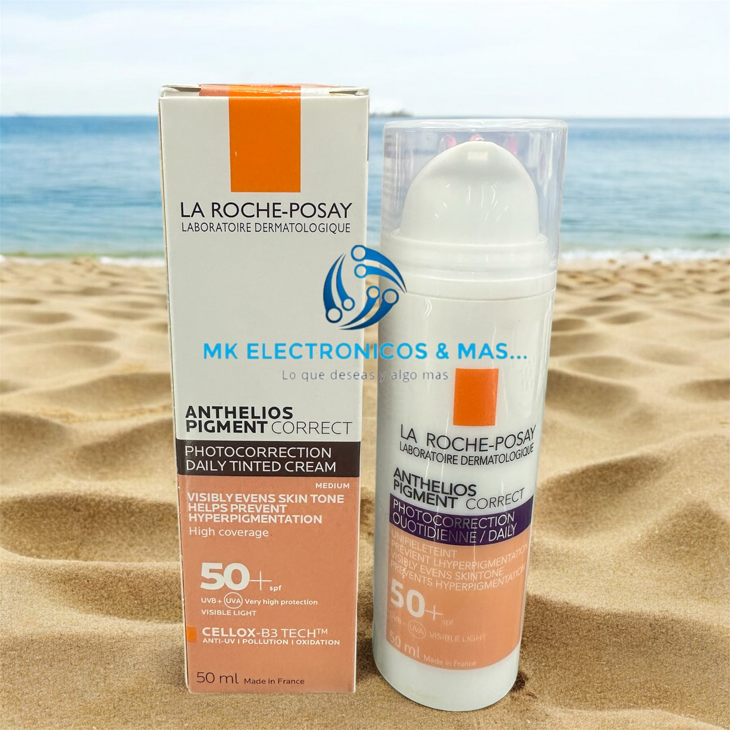 Protector solar corrector diario que ayuda a reducr la hiperpigmentación de la piel. ANTHELIOS 
PIGMENT CORRECT FPS 50+