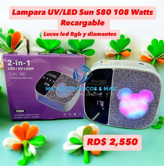 Lampara UV/LED Sun S80 108 Watts. Luces led Rgb y diamantes