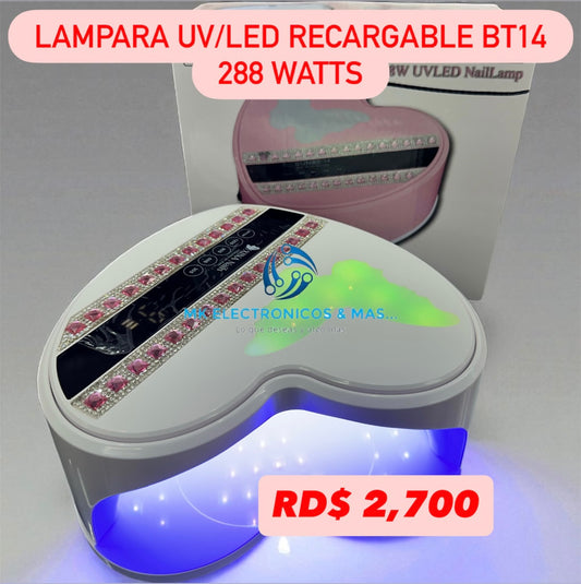 Lampara UV/LED Recargable BT14 288 Watts Corazon RGB