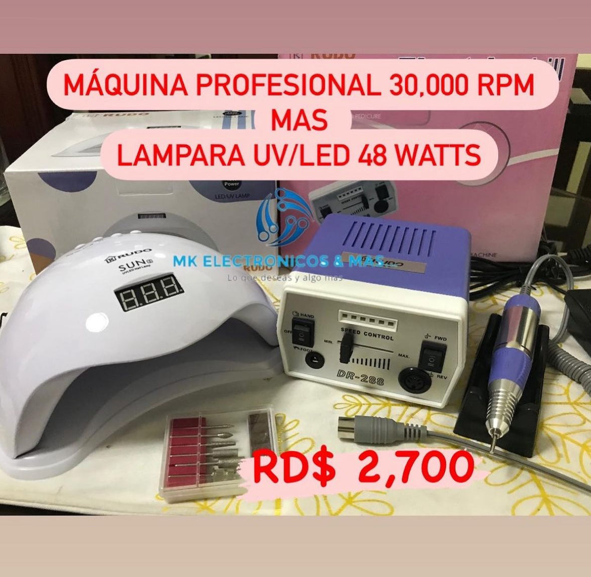 Combo Máquina profesional DR288 + Lampara UV/LED 48 Watts