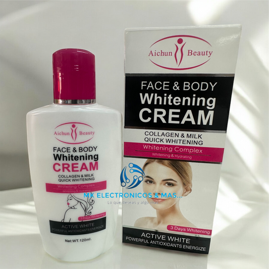 Crema blanqueadora de Colageno y Leche Aichun Beauty para cara y cuerpo