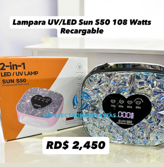 Lampara UV/LED Profesional Sun S50 Max 108 Watts Recargable.