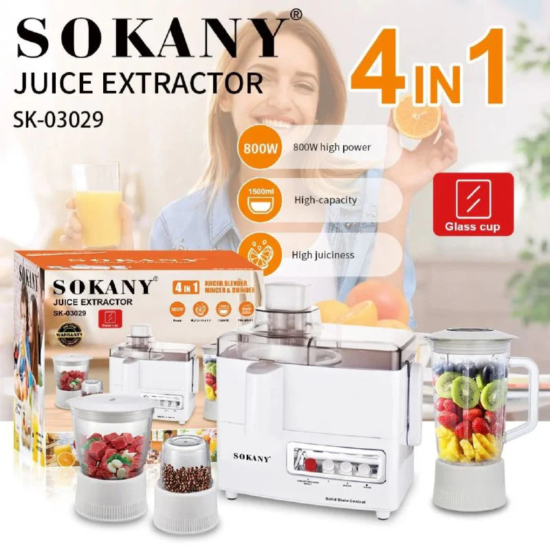 Extractor de jugos eléctrico multifuncional 4 en 1 Sokany SK-03029