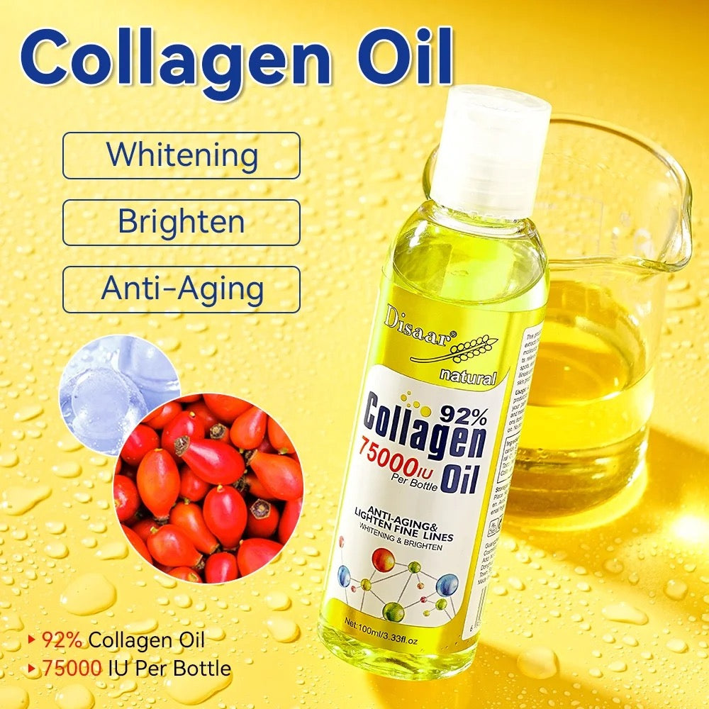 Disaar 92% aceite de colágeno orgánico aceite de masaje corporal blanqueador antienvejecimiento aceite corporal para aclarar la piel