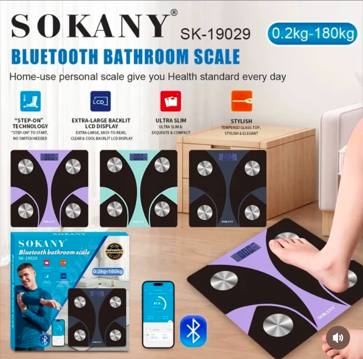 Balanza digital Bluetooth Sokany SK-19029 y SK-19019