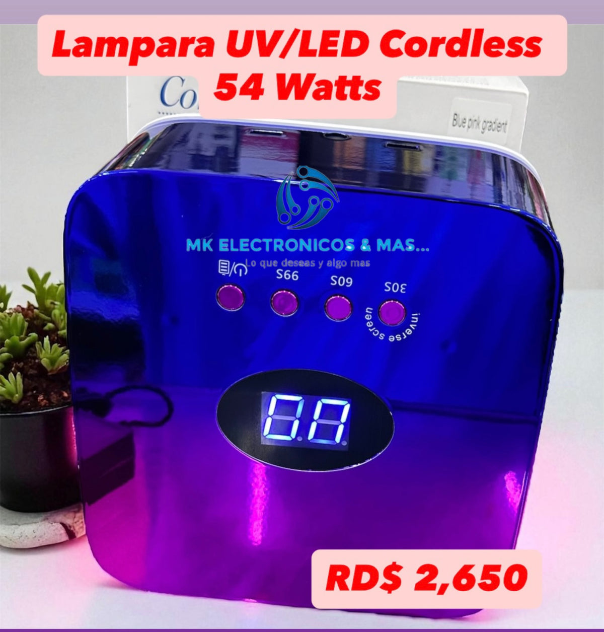Lampara UV/LED Cordless 54 Watts recargable