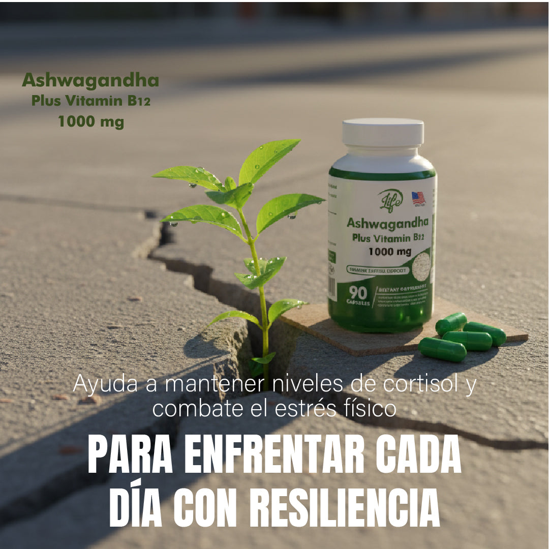 Ashwagandha + Vitamina B12 1000 mg | Energía y Bienestar Diario