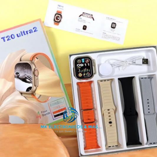 Reloj Smartwatch T20 Ultra 2 Con 4 Correas