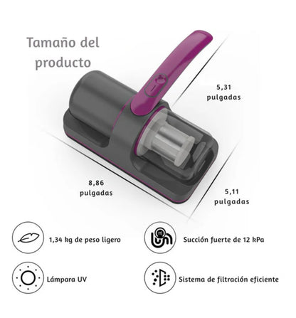 Aspiradora de Mano Inalámbrica con UV anti ácaros y suciedad.