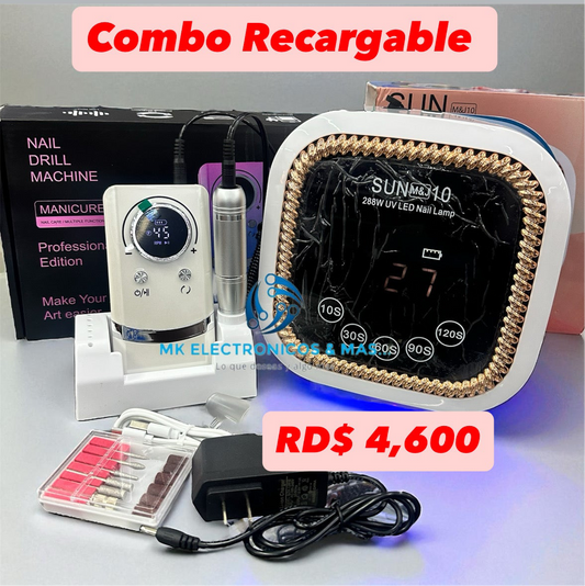 Combo Máquina Profesional Recargable V8 + Lampara UV/LED Sun M&J 10 288 Watts
