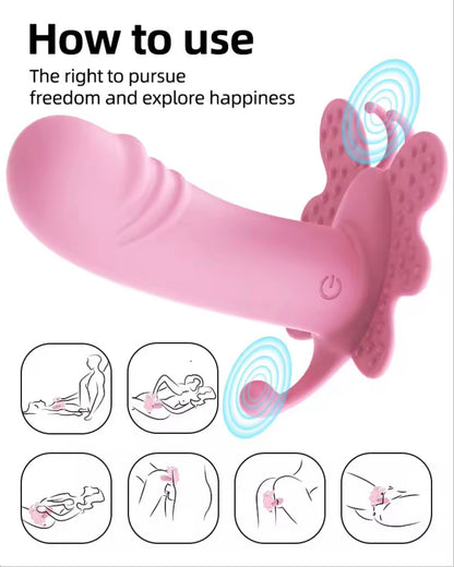Vibrador Mariposa con control remoto.  10 frecuencias de vibración, a prueba de agua.