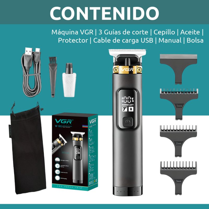 Máquina Patillera Profesional Recargable VGR V-985 Turbo