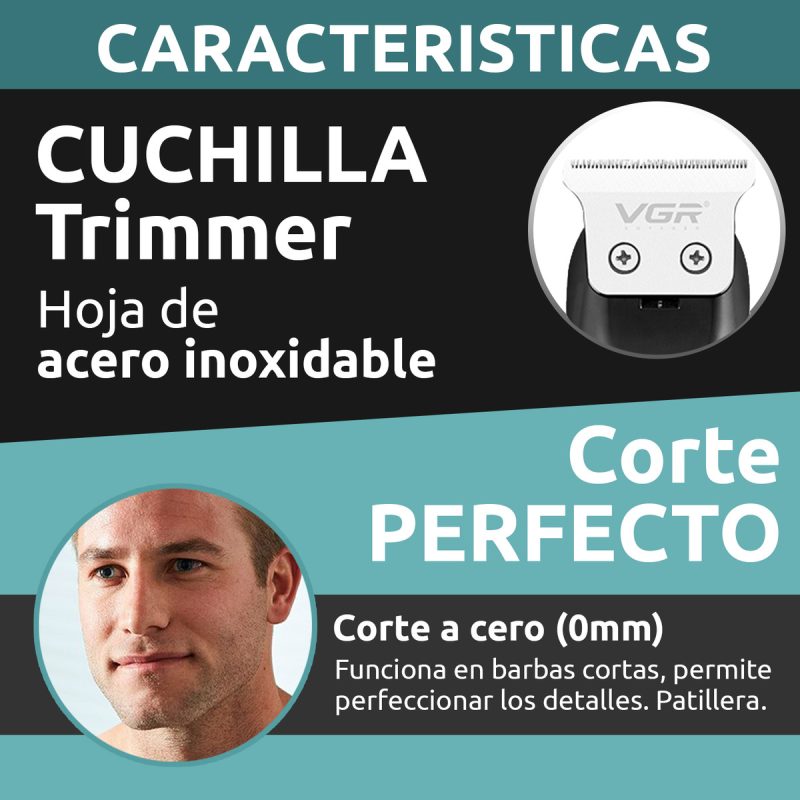 Máquina Trimmer Profesional Recargable VGR V-918 Usb T-Blade