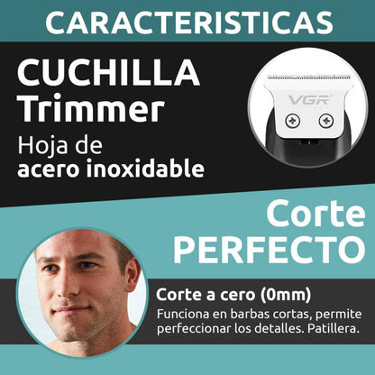 Máquina Trimmer Profesional Recargable VGR V-918 Usb T-Blade