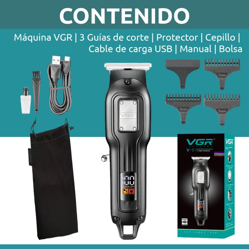 Máquina Trimmer Profesional Recargable VGR V-918 Usb T-Blade