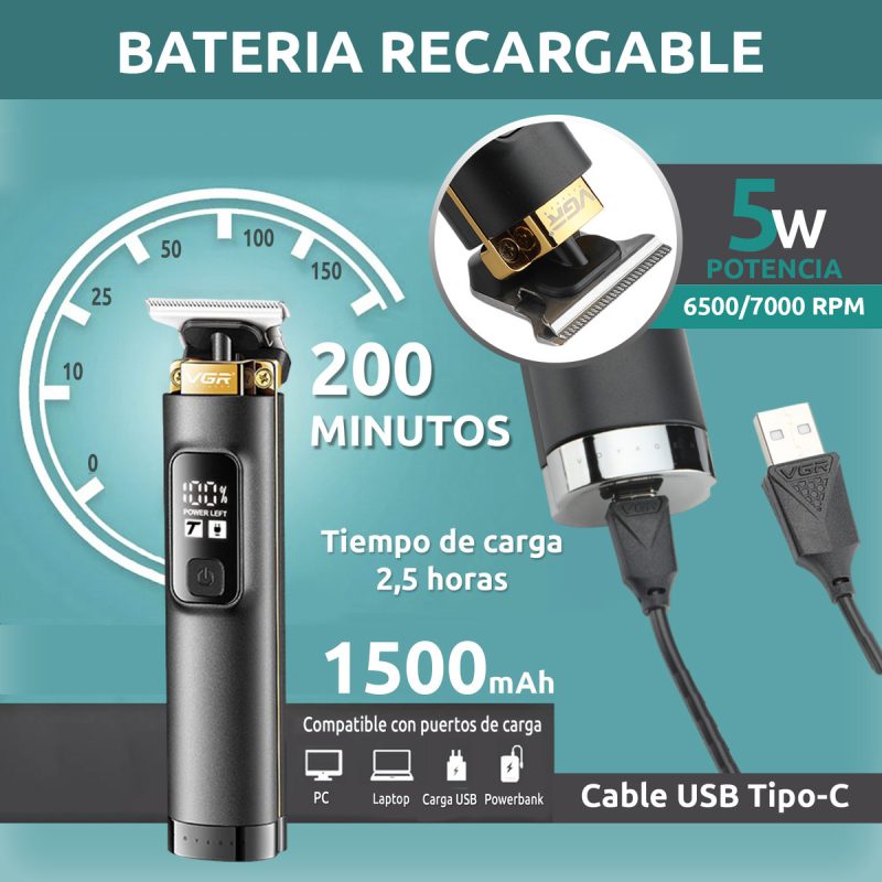 Máquina Patillera Profesional Recargable VGR V-985 Turbo