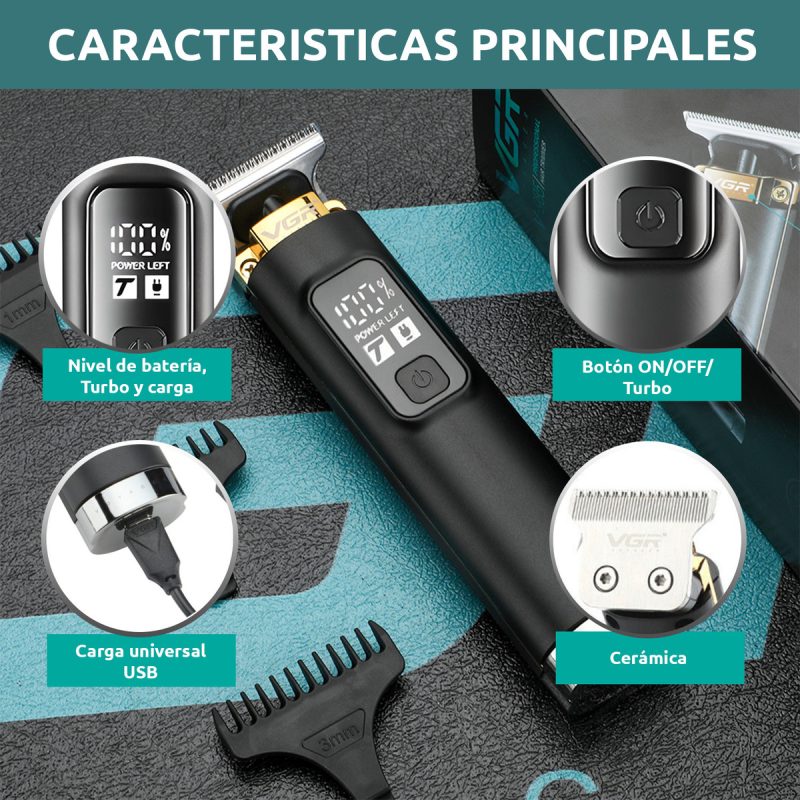 Máquina Patillera Profesional Recargable VGR V-985 Turbo