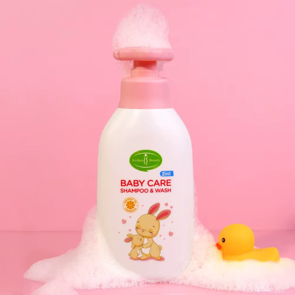 Aichun Beauty Baby Care Pink | Shampoo, Loción, Crema y Aceite con Coco y Caléndula