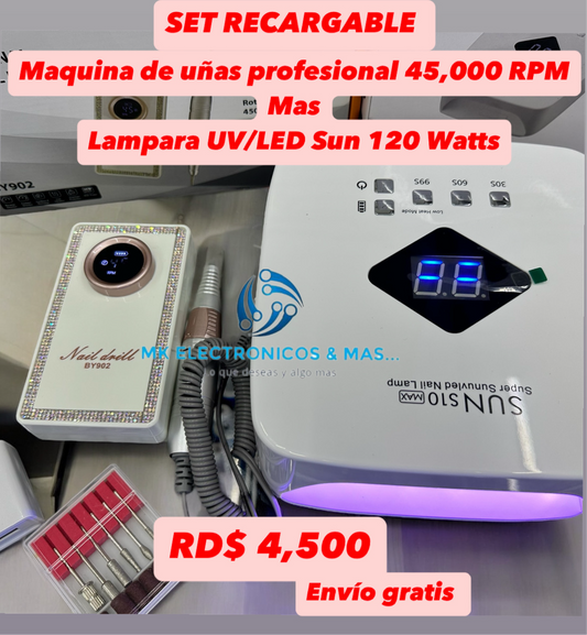 Combo maquina recargable y lampara de Gel Recargable