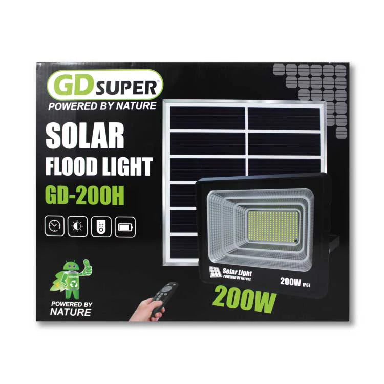 Reflector Lampara Led 200 Watts con Panel Solar Exterior GDPLUS GD-200H Con Control remoto