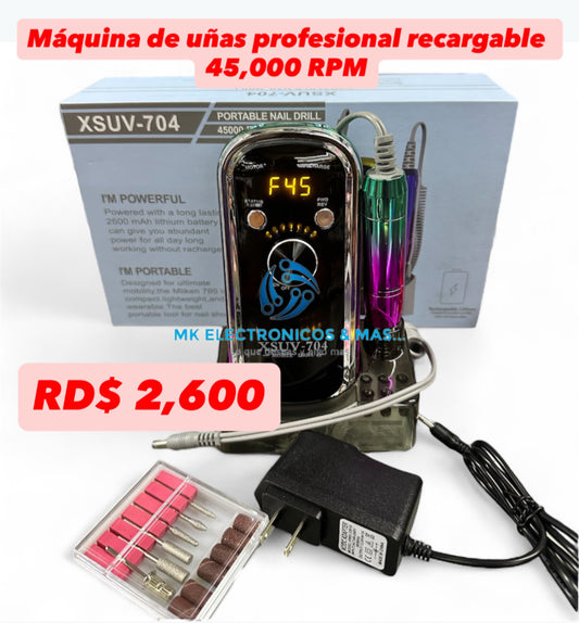 Máquina de uñas profesional recargable XSUV-704 45,000 RPM