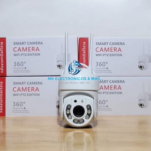 Cámara de seguridad Wifi 360°para exteriores. Cámara para el hogar con Detección de movimiento Seguimiento automático Control remoto
