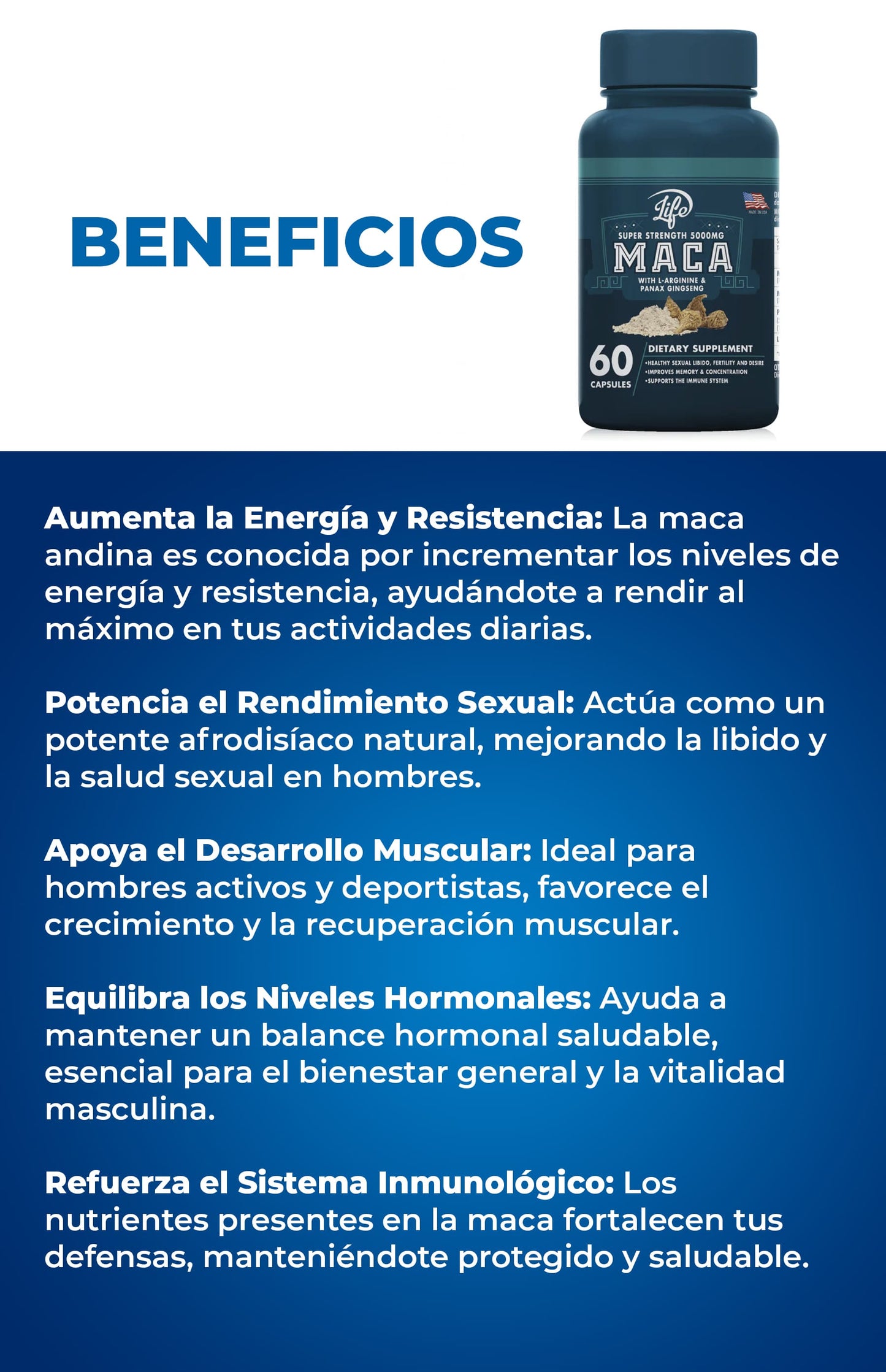 MACA - Suplemento dietario 60 Cápsulas