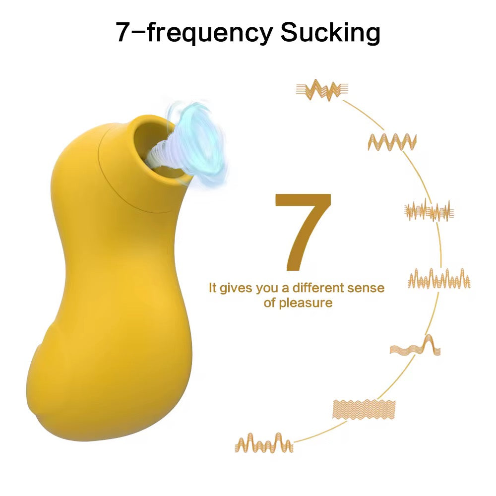 Vibrador succionador de clitoris y pezones en forma de patito amarillo