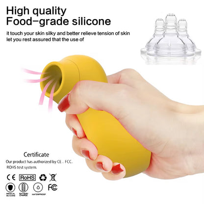 Vibrador succionador de clitoris y pezones en forma de patito amarillo
